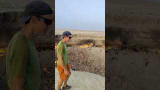 The Eternal Flame of Darvaza's Gas Crater Filmed Up-Close
