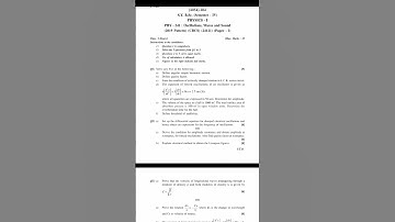B.Sc  Physics Paper- Oscillations, Waves and Sound #bsc #physics #exampaper #shorts #waves #sound