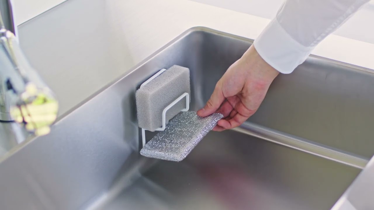 食器洗い用と掃除用とで使い分けができる2段式スポンジホルダー - YouTube