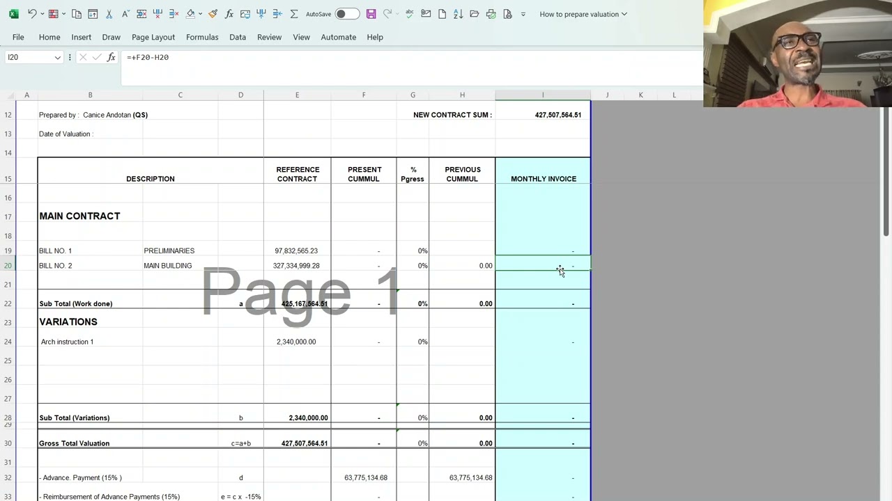 Explanation on how to prepare Interim Valuation for payment