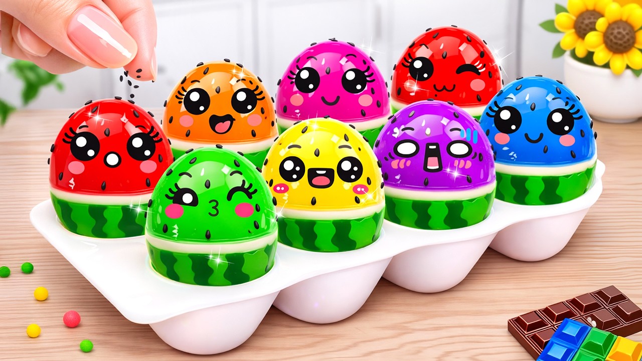 Cute Miniature Jelly Egg Making Step by Step 🥚🌈  Making Miniature Rainbow Jelly Egg Calm ASMR