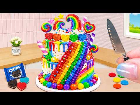 Amazing Mini Two Tier Rainbow Buttercream Cake ✨ Best Of Miniature Cake Recipe ⭐ Mini Wonderful