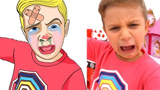 Diana and Roma pretend play gummy food vs real food | funny cartoon drawing meme 😂