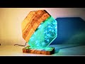 Night Lamp with Epoxy Resin and Olive Wood - Resin Art