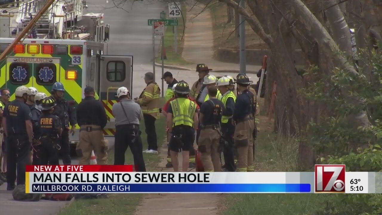 Man falls into 10-foot-deep storm drain in Raleigh - YouTube