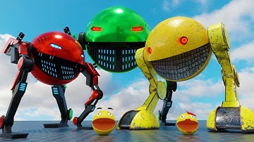 Pacman vs Two-Legged Robot Pacman, Flying Concrete Monster