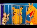 Pokemon Detective Pikachu Hunt in Spooky Box Fort with Paw Patrol