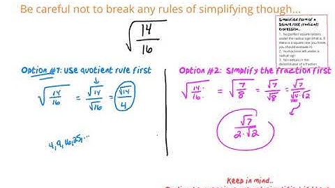 9.1 - Quotient Property of Square Roots (with Variables)