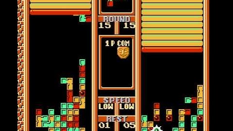 Tetris 2 (NES / Nintendo) Vs. CPU - Hard, level 15