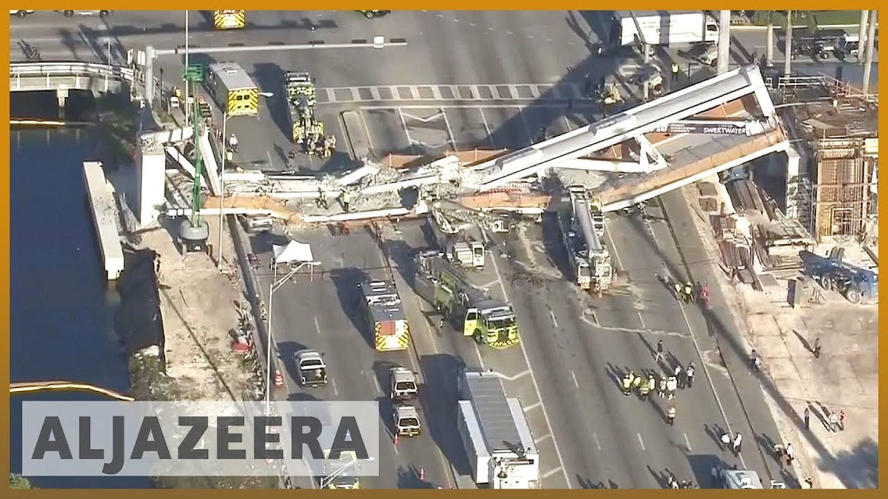 🇺🇸 فلوريدا: انهيار جسر للمشاة يودي بحياة 4 أشخاص على الأقل | الجزيرة الإنجليزية
