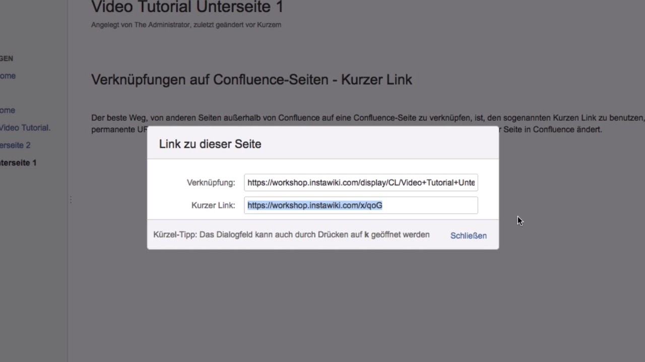 New Update Verknüpfungen auf Confluence-Seiten - Kurzer Link - Atlassian Confluence lernen #90