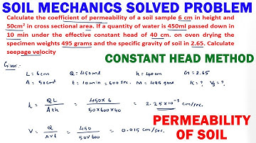constant head permeability | Numerical on Permeability of Soil| Discharge & Seepage velocity of soil