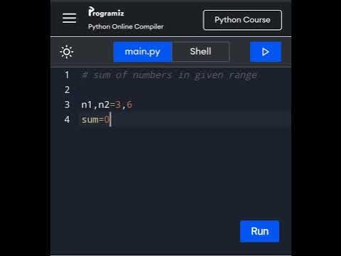python code: sum of numbers in given range - YouTube