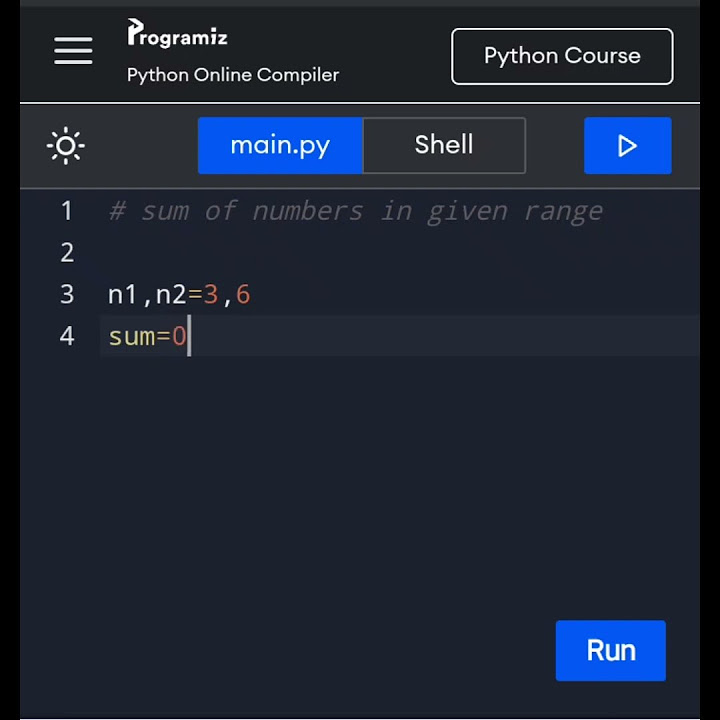 python code: sum of numbers in given range - YouTube