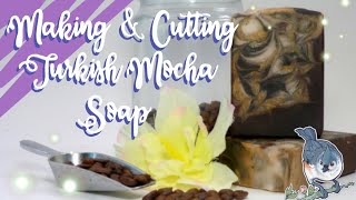 ☕ Making & Cutting Turkish Mocha Soap | Using fragrance oil that darkens soap 🧡🤎🖤
