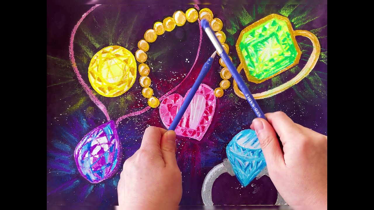 驚くほど超簡単！光って見える宝石の描き方 - YouTube