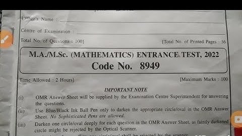 M.Sc mathematics entrance test 2022/answer key #hpuentrancexam #hpushimla
