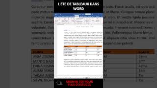 Créez Votre Liste De Tableaux Dans Word Instantanément Resimi