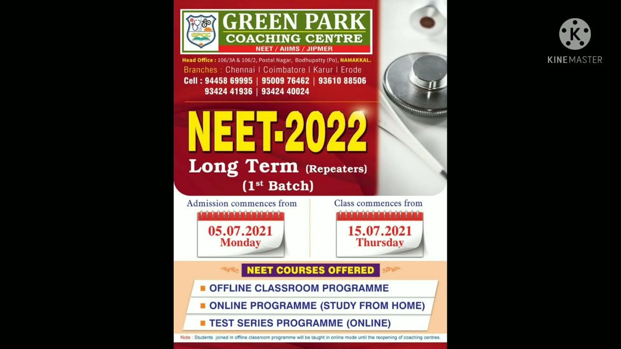 Green Park Neet Coaching Centre Namakkal GREEN PARK COACHING CENTRE NAMAKKAL 2021-2022 BATCH UPDATE Classes