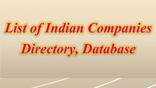 List of Indian Companies Directory, Database