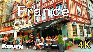 Rouen France, A Walk in ROUEN  4K HDR fps60 [4K] relaxing WALKING TOURS, summer day in Rouen