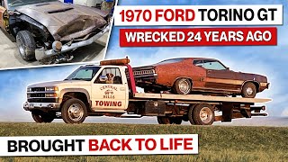 Wrecked Muscle Car Revival! 1970 Ford Torino GT! Abandoned for 24 Years! Will It Run?!?