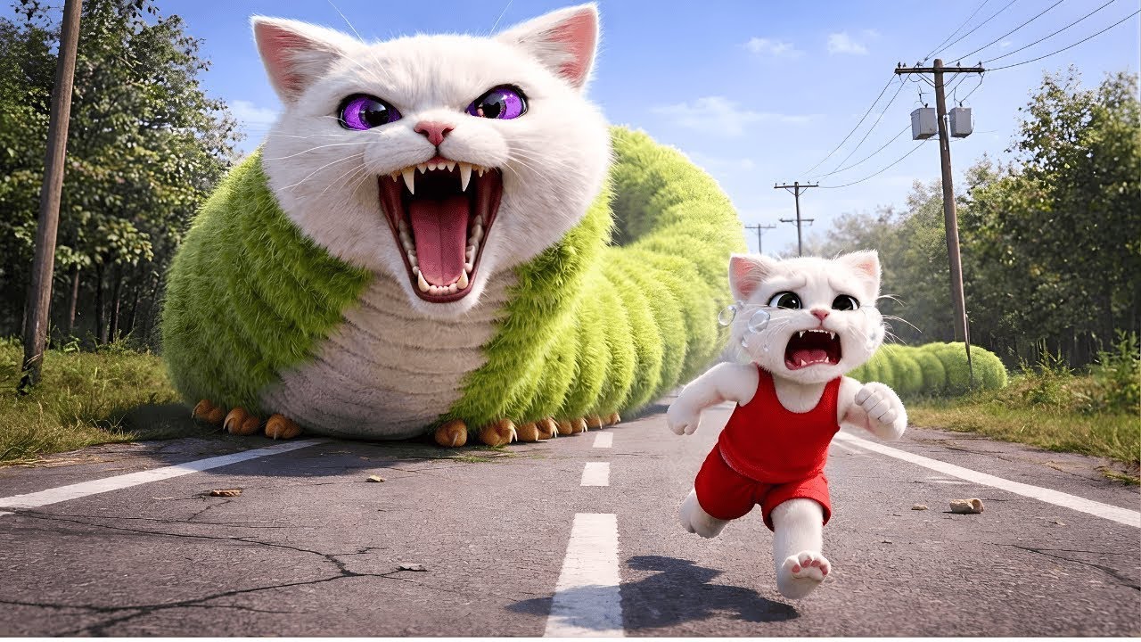 Tiny Kitten's Encounter with a Caterpillar Ends in Tears 😿🐛| AI Cat Story