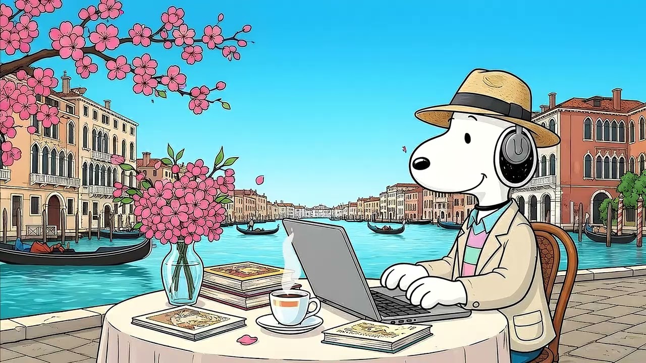 Sweet Spring Jazz & Relaxing Bossa Nova Music for Focus ☕ Snoopy's Venice Café