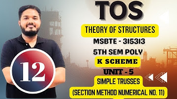 Ch- 5 SIMPLE TRUSSES  | SECTION METHOD NUM 11 |MSBTE| Theory of structure|SEM5| TOS|K SCHEME|315313|