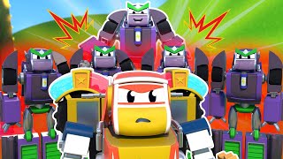 EVIL ROBOT creates an ARMY OF CLONES! Help, SUPER ROBOT!  Robot and Police Car Transform