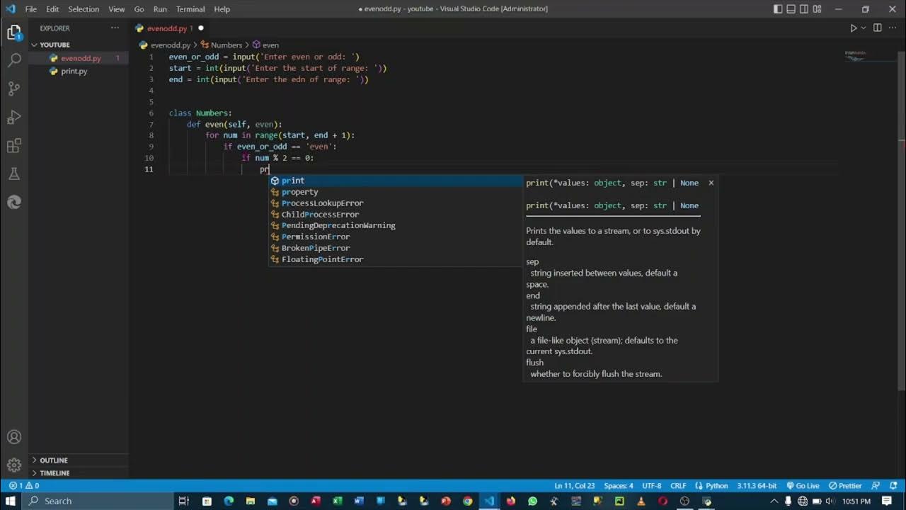How to print to the console range of even or odd Number using python ...