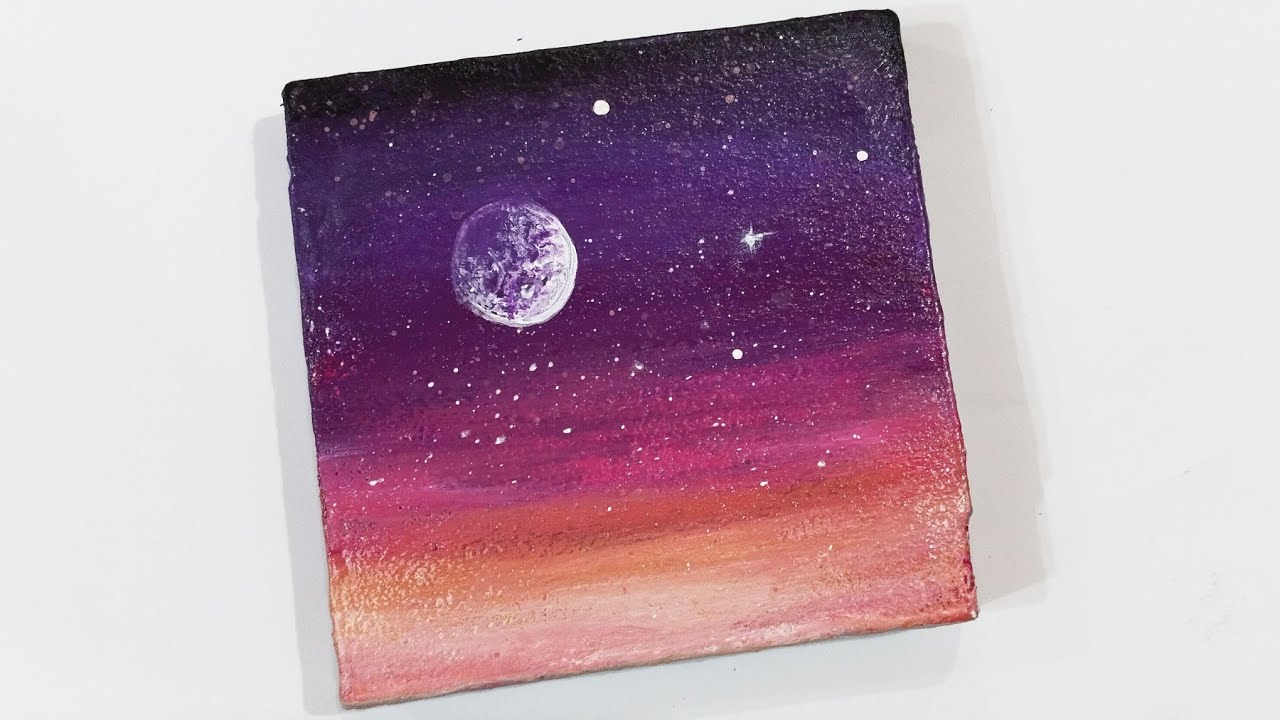 Starry night sky painting / how to paint with acrylics - YouTube