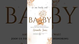 Boho Teddy Bear Baby Shower Video Invitation  #videoinvitation #babyshower #digitalinvitation