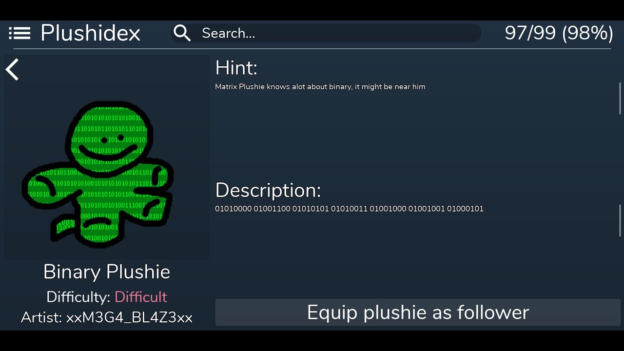 Roblox Binary Code How to get Binary Plushie - ROBLOX Find The Plushies - YouTube