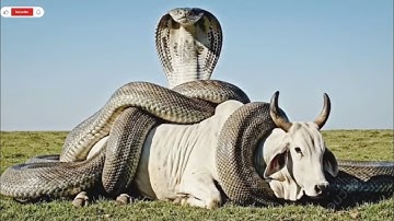 Heroic Rescue Team save a courageous white cow from the terrifying attack of a giant python