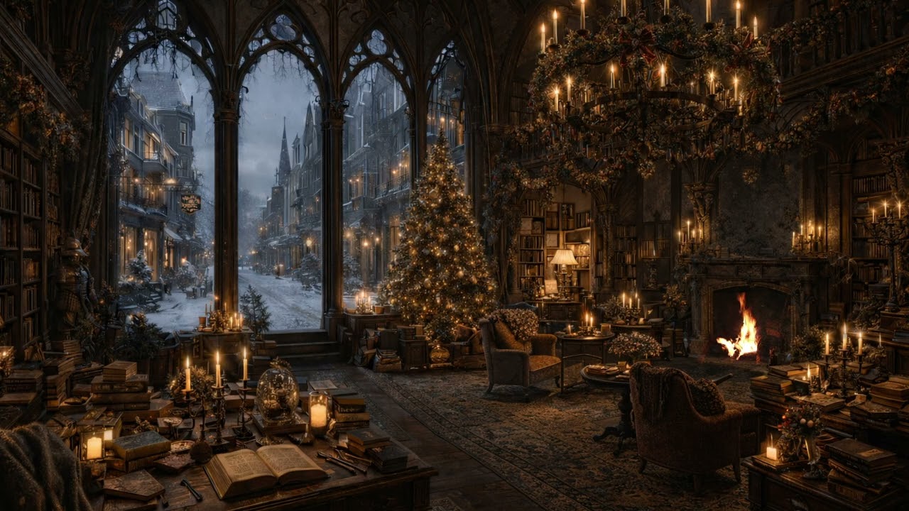 Cozy Gothic Winter Bookshop | Dark Academia Melancholy Music for Study & Focus