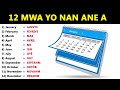 The Months Of The Year Mwa Yo Nan Ane A The Months Of The Year Mwa Yo Nan Ane A