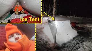 I Built An Ice Tent In Extremely Cold Weather By Spraying Fencing With Boiling Water 12F (24C)