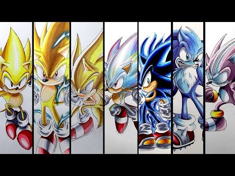 Drawing Sonic's Super Forms And Transformations - Compilation