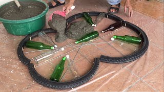 Amazing Creative Idea - Build Coffee Table From Broken Bricks And Bottles - Decoration Project