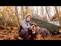 Tarp Camping in the Rain with my Dog in Autumn | Pheasant Stew | Tips for  Lighting a Camp Fire