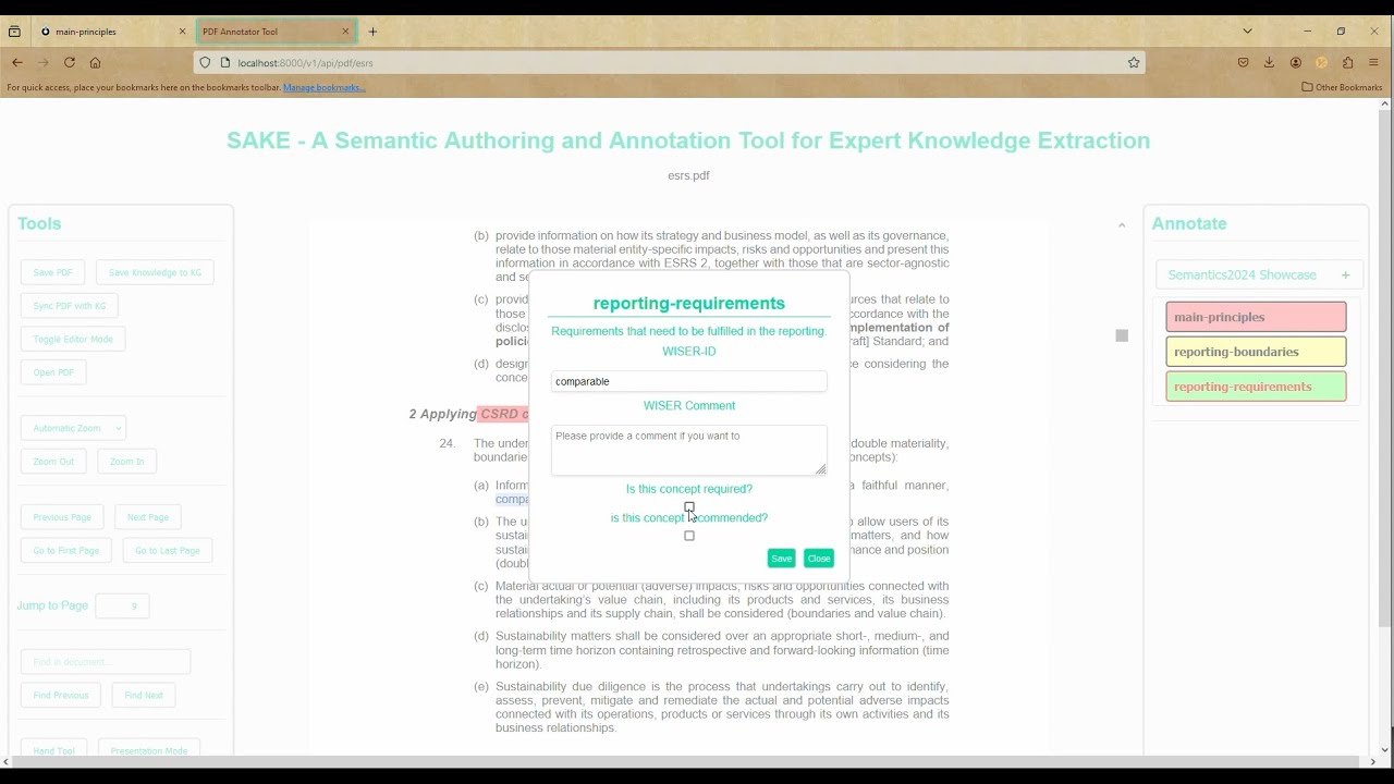 SAKE: A Semantic Authoring and Annotation Tool for Knowledge Extraction ...