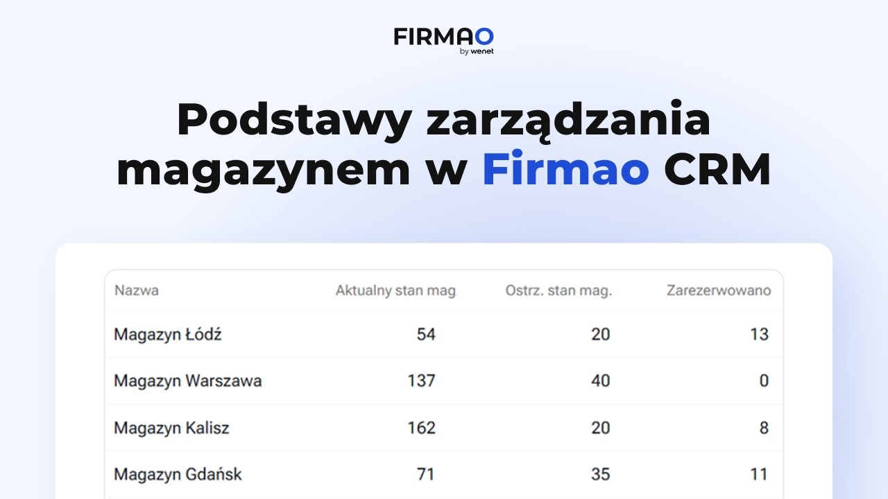 Magazyn - Podstawy zarządzania magazynem w Firmao
