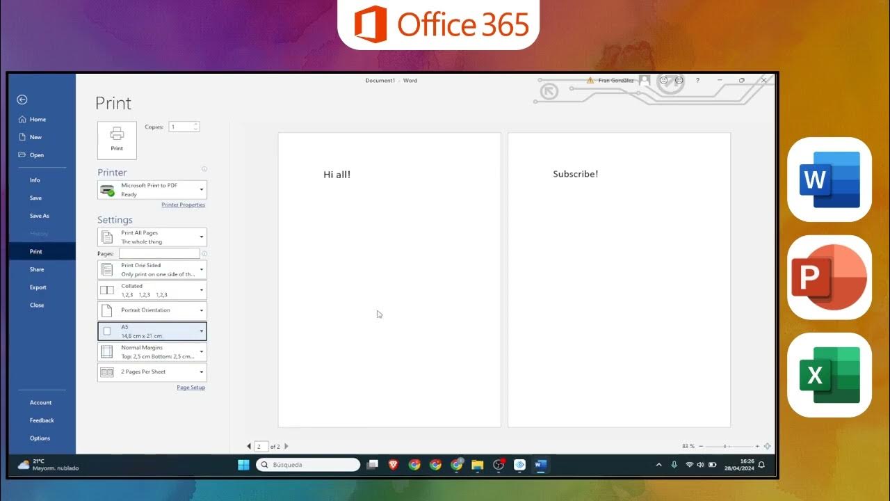 How to print two a5 on one a4 in word office tutorial youtube