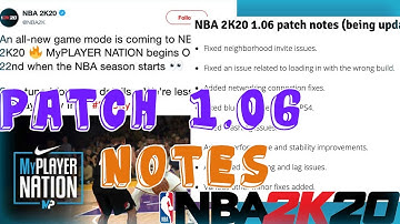 NBA 2K20 - NEW PATCH 1.06 NEW FIXES, ADDRESSING ISSUES AND MORE