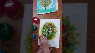 Q-tip Painting Autumn Tree