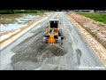 Excellent techniques motor grader phushing and ploughing gravel making foundation road