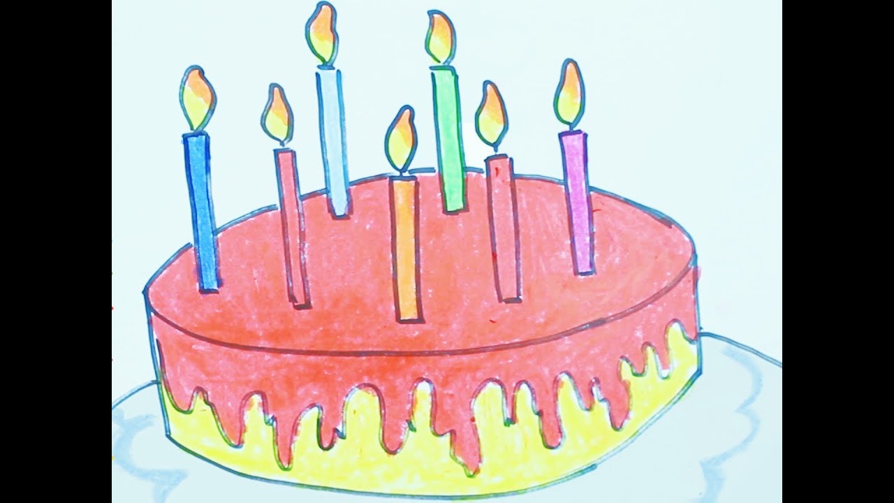 How To Draw Birthday Cake With Candles Learn Color For Kid Youtube