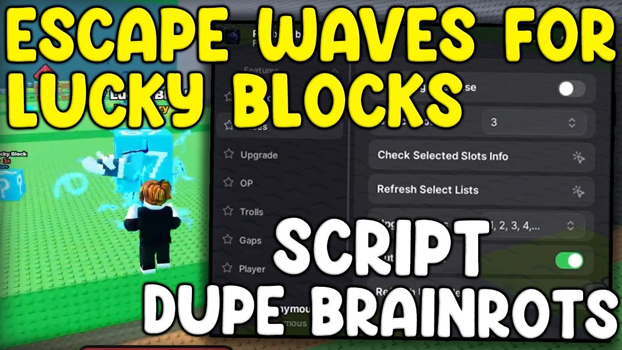 [👨‍💻UPDATE] Escape Waves For Lucky Blocks Script Auto Find, Dupe Brainrots & Inf Cash - Roblox 2026