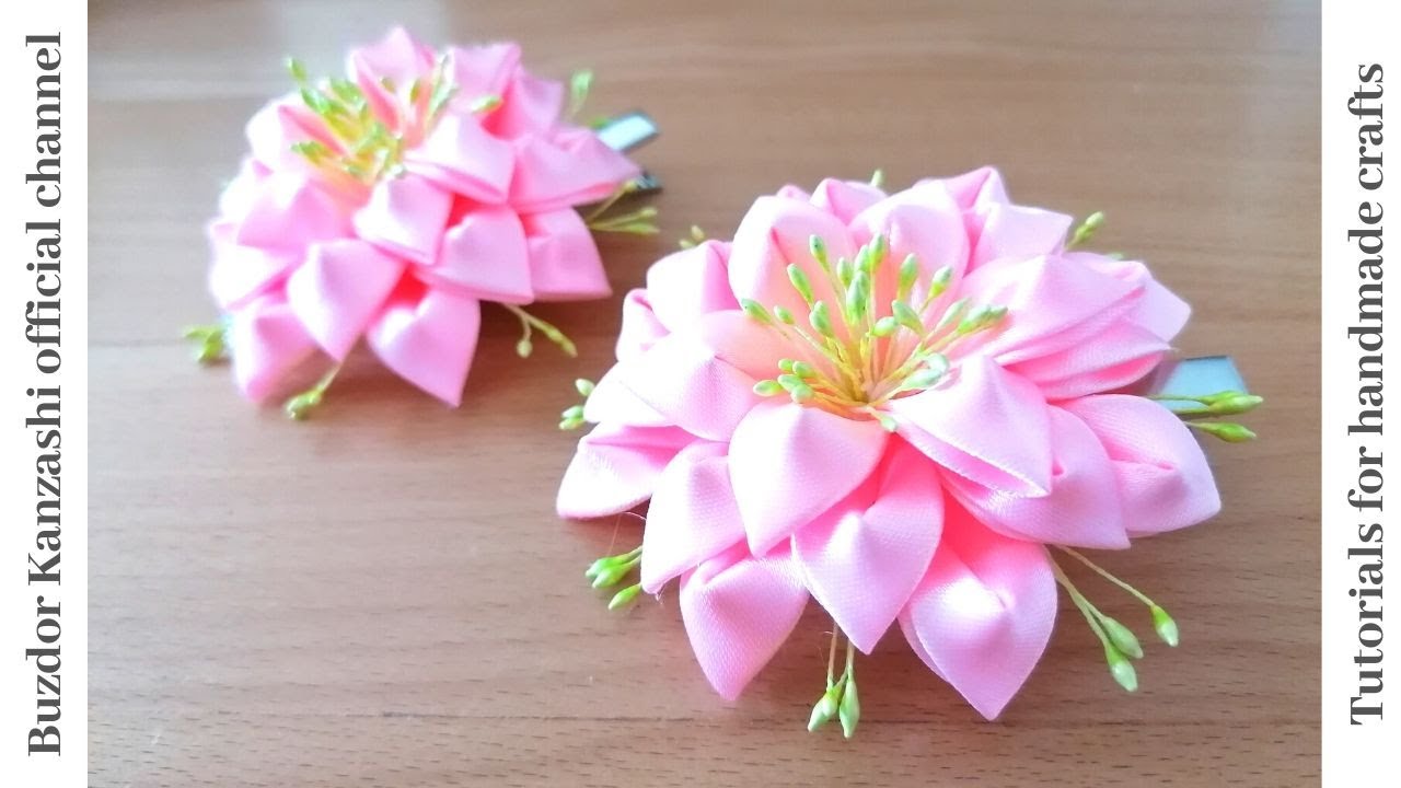 Kanzashi virág 022020/ Kanzashi flower / szatén virág készítése